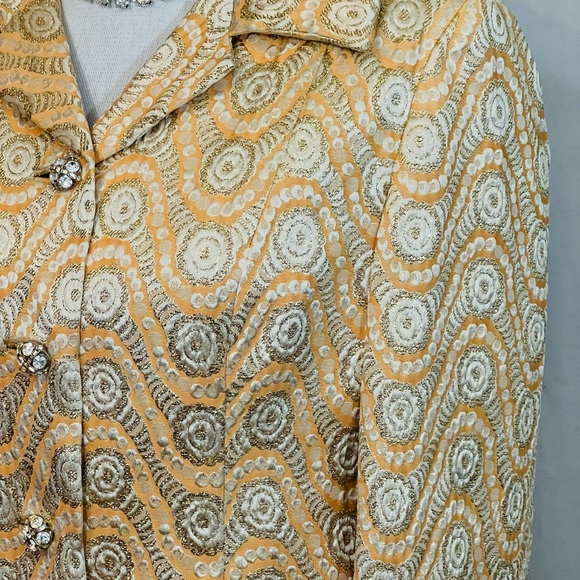 Vintage 1960s Lillie Rubin Gold Tapestry Tunic & Matching Jacket - size 10 - Picture 9 of 11